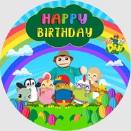 Round Design For Didi and Friends Backdrop for Children Girls Boys Rainbow Birthday Background Celeb