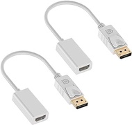 DisplayPort to HDMI Adapter, DEORNA 4K DP to HDMI Converter Male to Female for Dell, HP, Lenovo, Desktop, Laptop, Monitor, Projector, HDTV and More, Plug and Play (White)