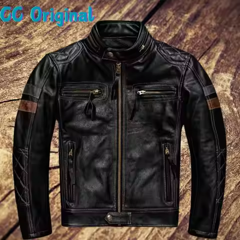 CC Shop Top. Brand New Pro Motor Biker Real Leather Jacket. Black Men Rider Cowhide Coat. Quality Le