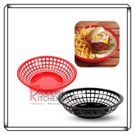 (MKitchenware) French Fries Serving Tray Round Plastic Fast Food Basket Picnic Fries Paper Sandwich 
