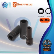 SHEFFIELD 1/2" Deep Impact Box Socket 6point Long CR-Mo Black Socket 12m13m14m17m19m21m22m24m30m32m