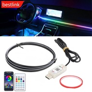 BESTLINK 110cm Car Ambient Lights USB APP Control Remote LED Interior RGB Symphony Atmosphere Lamp f