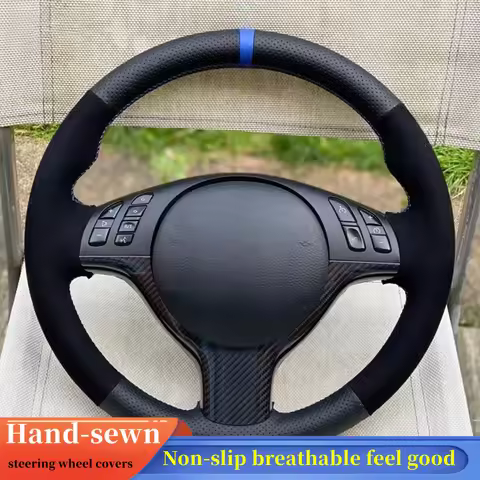Car Steering Wheel Cover Suede Leather For BMW M Sport 3 5 Series E46 E39 M3 M5 Steering-Wheel Cover