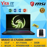 MSI Bravo 15 C7UDXK-240MY Gaming Laptop (R7-7735HS/16GB/512GB /15.6 FHD 144Hz/RTX 3050 6GB /W11+OFFI