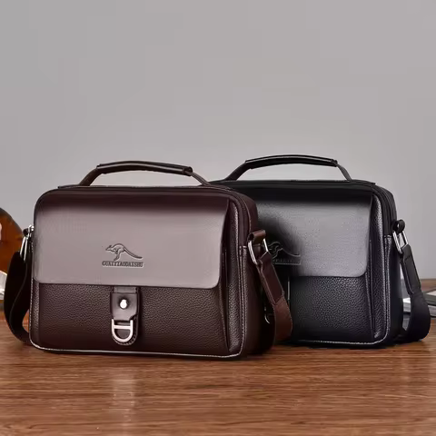 Small Male Shoulder Briefcase for Man Pu Leather Tote Handbag Porter Messenger Satchels Crossbody Sq