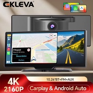 Ekleva 10.26 Inch DVR cho xe hơi 4K Dash Cam gương chiếu hậu Wifi Bảng Điều Khiển Máy ảnh ống kính k