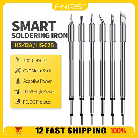 FNIRSI HS-02 Series Welding Head Replacement Kit, Power Cable Soldering Iron Kit, JS I K Ku HS-02A/B