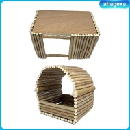 [Ahagexa] Wooden Hamster Hideout Playing Guinea Pig House for Mouse Chinchilla Hamster