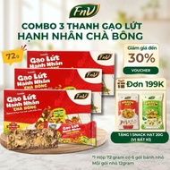 Combo of 3 boxes of almond brown rice bars FNV low-calorie sugar-free snacks 3 boxes x 72g