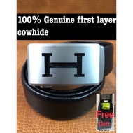 H logo men leather belt Belt men belt for men tali pinggang 男人皮带men automatic leather belt men genui