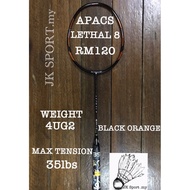 APACS LETHAL 8 ( BLACK ORANGE ) BADMINTON RACKET &lt; 100% ORIGINAL &gt;