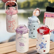 fengjue Children's Stainless Steel Cup Cute Straw Portable Kettle Simple Design 304 Steel Water Bott