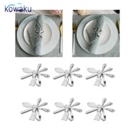 [vsrhkq] 6x Napkin Rings Metal Fork Knife Spoon Napkin Holder for Family Gathering