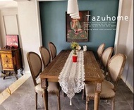 法式復古全實木橡木雕花做舊風化效果做工六人餐枱組合. 餐枱呎吋:180L X 80D X 76H CM$6800 餐椅呎吋:50X44X100CM$1500