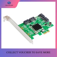 TECHCHIP-PCIe 4 Ports 6G SATA 3.0 Controller Card Marvell 88SE9215 Non PCIe 2.0 X1 Expansion Card wi