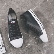 Fashion Hundred Leather Surface Trendy pu Canvas Shoes Low White cod2025 Student Edition Top Black F
