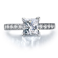 THREE MAN 1CT Princess Engagement Ring Solid Silver NSDC Simulated Diamond Ring for Women