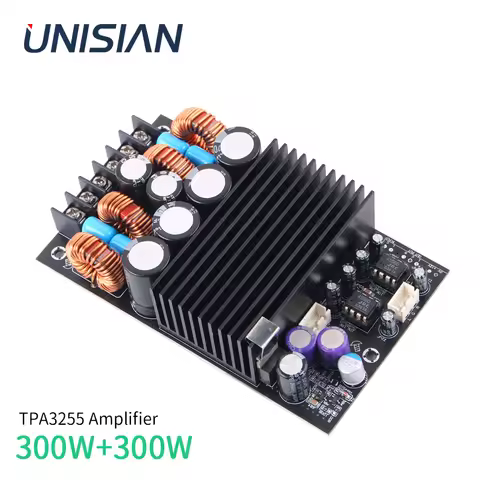 UNISIAN 300W TPA3255 Audio Amplifier Board 2.0 Channels Class-D High Power Output 2X300W HIFI Digita