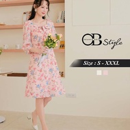 OB DESIGN ★ FLORAL PRINTED PUFF SLEEVE SWEETHEART A-LINE DRESS ★ 2 COLOR ★ S-XXXL SIZE ★ PLUS SIZE