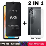 2IN1 Tempered Glass AG Matte 9H Anti Fingerprint for Oppo A98 4G Oppo A98 5G 2023/ Screen Protector 
