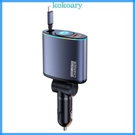 KOK Convenient 66W Auto Charging Device with USB Slot Pull Out Type C Cable Suitable for Technology 