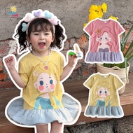 Himawari.kids AKAHA Girls' Dress with Princess Motif, Short Sleeves, Premium Fashion Kids, Cute