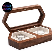 Wooden Ring Box 2 Slots Ring Holder Box Travel Ring Earrings Jewelry Storage Daily Organizer Engagem