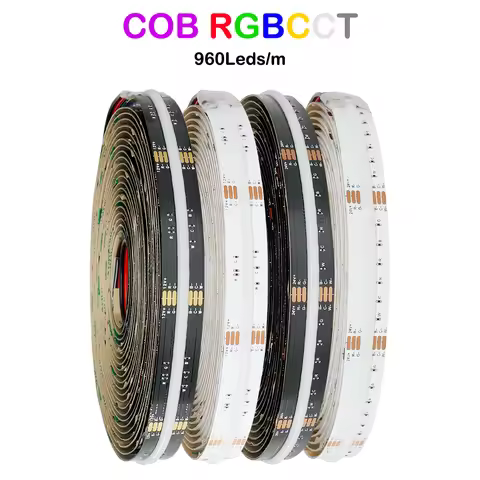 COB RGBCCT LED Strip Light 6Pin 12mm DC12V/24V 960LEDs/m RGB CW WW FOB Flexible COB Linear Lights Hi