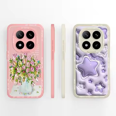 Phone Case For Xiaomi Poco X7 Lovely Stars Camera Protection Liquid Silicone Back Cover For Xiaomi P