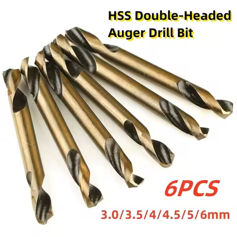 6PCS HSS Double-headed Twist Auger Drill Bit 3-6mm Double Ended Drill For Metal Stainless Steel Iron