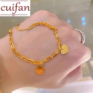 18k อิตาลีทองจริงรอบแบรนด์โชคดีรักสร้อยข้อมือหัวใจ 7g ทองแท้ 99% สำหรับของขวัญแฟน(AU750)เก็บเงินปลาย
