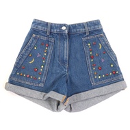 Excellent condition ★ VALENTINO XB3DD13R6UK 100% Cotton Fruit Embellished Denim Shorts Indigo Size 3