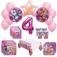 Girl Pups Paw Patrol Skye &amp; Everest 4th Birthday Party Pack 52pc