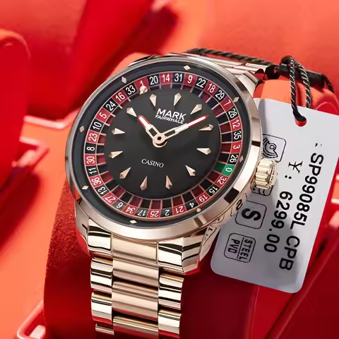 Mark Fairwhale 5031 Men Quartz Watch European recessed wheel design Arabic numerals Rotating Dial Ro