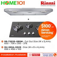 Rinnai Slimline Hood 90cm RH-S95A-SSVR &amp; Built-In Hob RB-7303S-GBSM - LPG / PUB