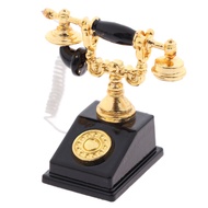 1Pc Miniature Phone Model Retro Rotary Telephone For 1:12 Desktop Decoration