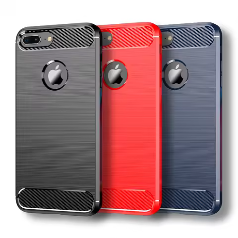 For iPhone 8 Plus Case For Apple iPhone 7 8 Plus Cover 5.5 Inch Carbon Fiber Shockproof Silicone Bum