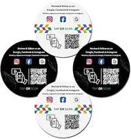 Google Review Tap Round Cards（2white2black） by TapFive - Tap for Instant Reviews - All Phones Compat