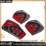 Red Black Nonslip Pedal Pad Cover 3 Pcs for MT Auto Car