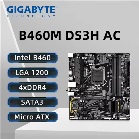 GIGABYTE B460M DS3H AC Motherboard LGA1200 4xDDR4 128GB M.2 Support 10th Gen Intel Core Processors i