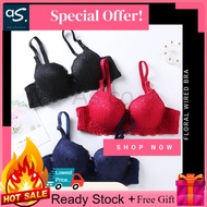 Wired Bra Floral Size 34-40 Bra Cup A B Ready Stock Coli Wanita Women Bra Daily Lingerie Bra Murah
