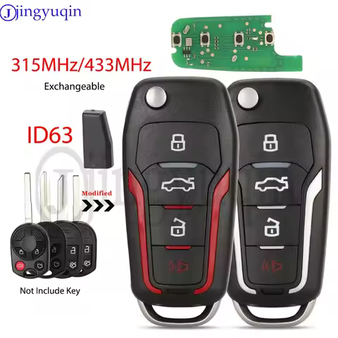 jingyuqin OUCD6000022 CWTWB1U793 315/433MHz 4D63 Modified Remote Key For Ford Escape Focus C-Max Tra