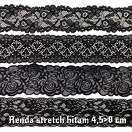 Per meter Black Elastic Stretch Lace 4.5 cm wide to 8 cm high