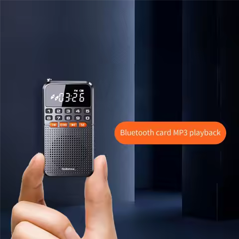Excellent-Rolton FM Mini Radio Receiver Bluetooth Speaker TF Card Music Player With LED Flashlight
