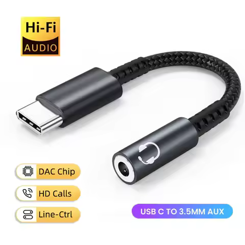 Type C to 3.5mm Digital Audio Cable DAC Chip 16Bit 48Khz USB C 3.5 Headphone AUX Adapter for Xiaomi 