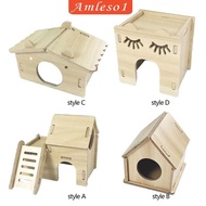 [Amleso1] Hamster Wooden House, Hamster Hideout Platform, Landscaping Accessories, Wooden