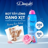 Dimples Rose Spray Foam hair removal Spray with Rose scent in non-irritating Foam form for limbs and