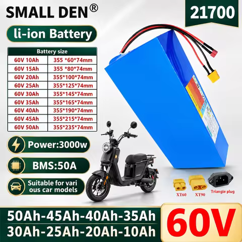 Rechargeable Battery Lithium Battery 21700 60V 10Ah 15Ah 20Ah 25Ah 30Ah 35Ah 40Ah 45Ah 50Ah 3000W El