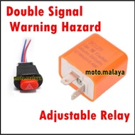 Signal Flasher Motorcycle Adjustable LED Blinker Relay Hazard double signal switch on off EX5 LC135 Y15ZR RS150R RSX150