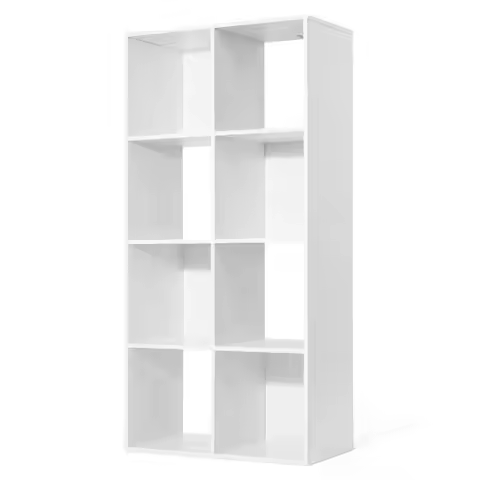 11-Inch Cube Storage Organizer Shelf, Home Storage Shelf Divider w/Back, 8-Cube Storage Bookcase, Wh